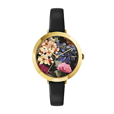 Ted Baker AMMY | Floral Dial | Black Leather Strap Watch BKPAMF101